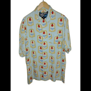 The Rowdy Gentleman Natural Light Beer Natty Button Up Hawaiian Shirt Men's 2XL